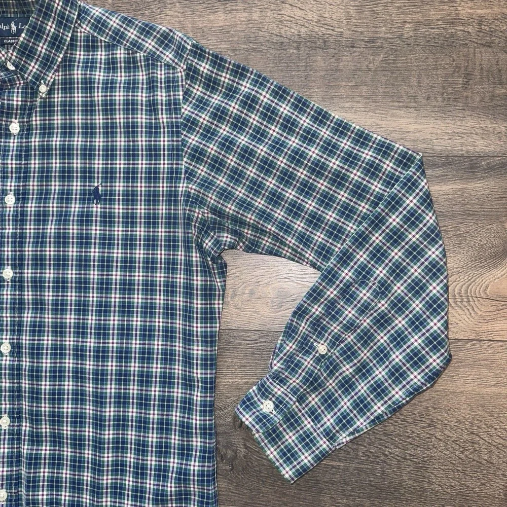 Polo Ralph Lauren Oxford Multicolor Plaid Blue Pony Cotton Button Down Shirt S/P